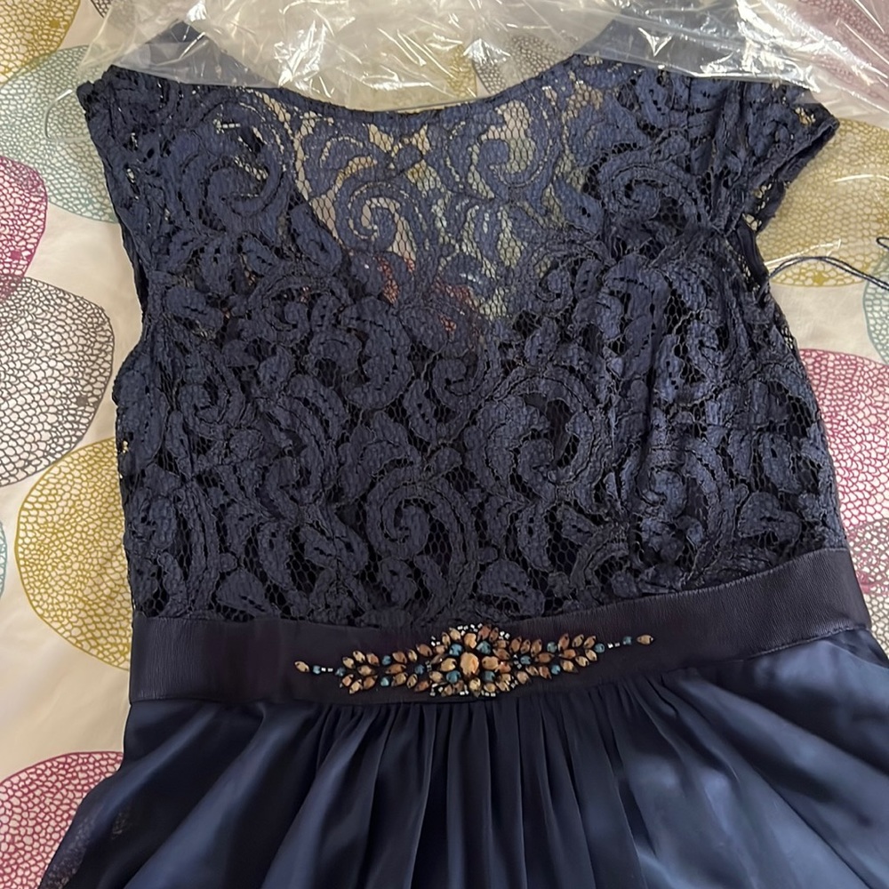 Adrianna Papell lace illusion gown.